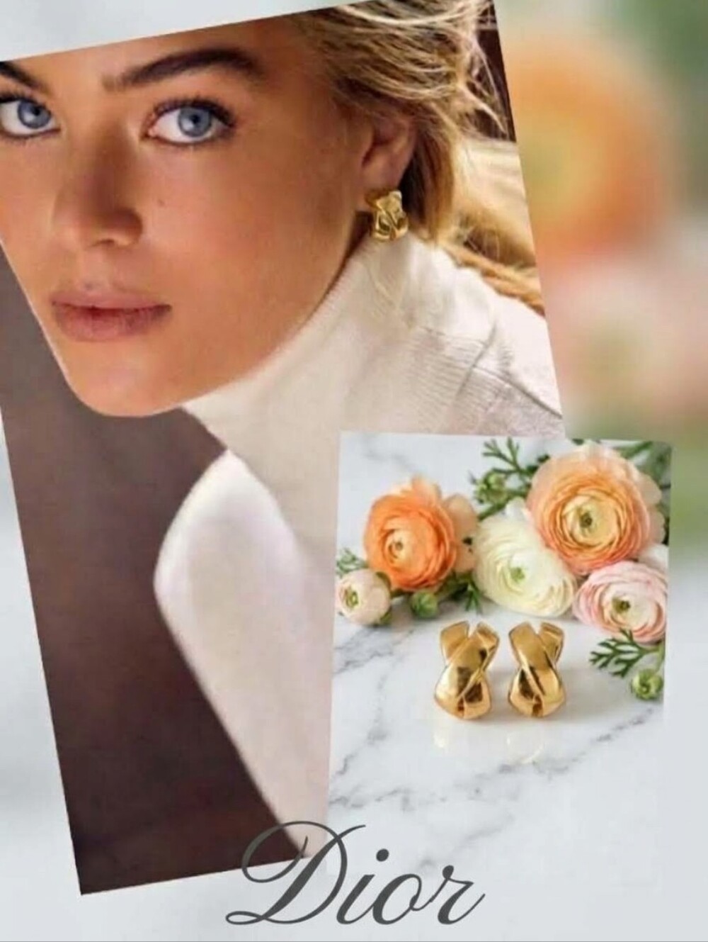Christian Dior Vintage "X" Clip-On Earrings Gold Plated